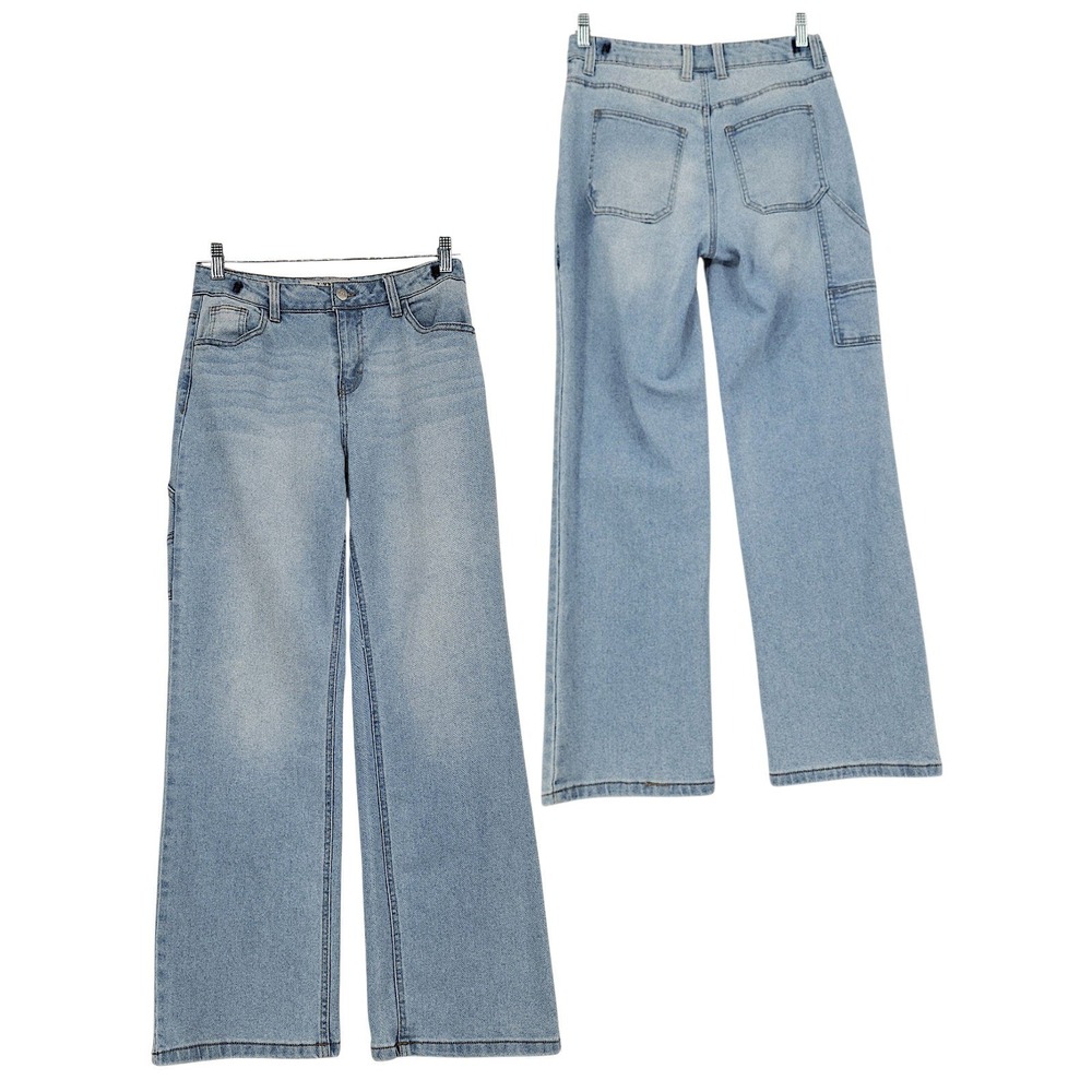 Love Cult Wide Leg Jeans 9 Jr Women Lt Blue Carpenter Utility Y2K Baggy Grunge